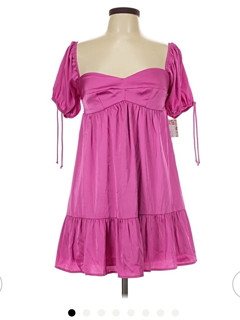 Sweetheart Puff-Sleeve Mini Dress in Bright Pink
